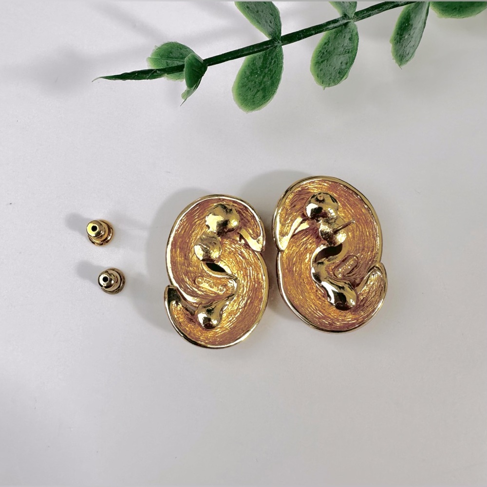 ✨DIOR Vtg 80s Pierced Chunky Knot Earrings w COA - Picture 9 of 16